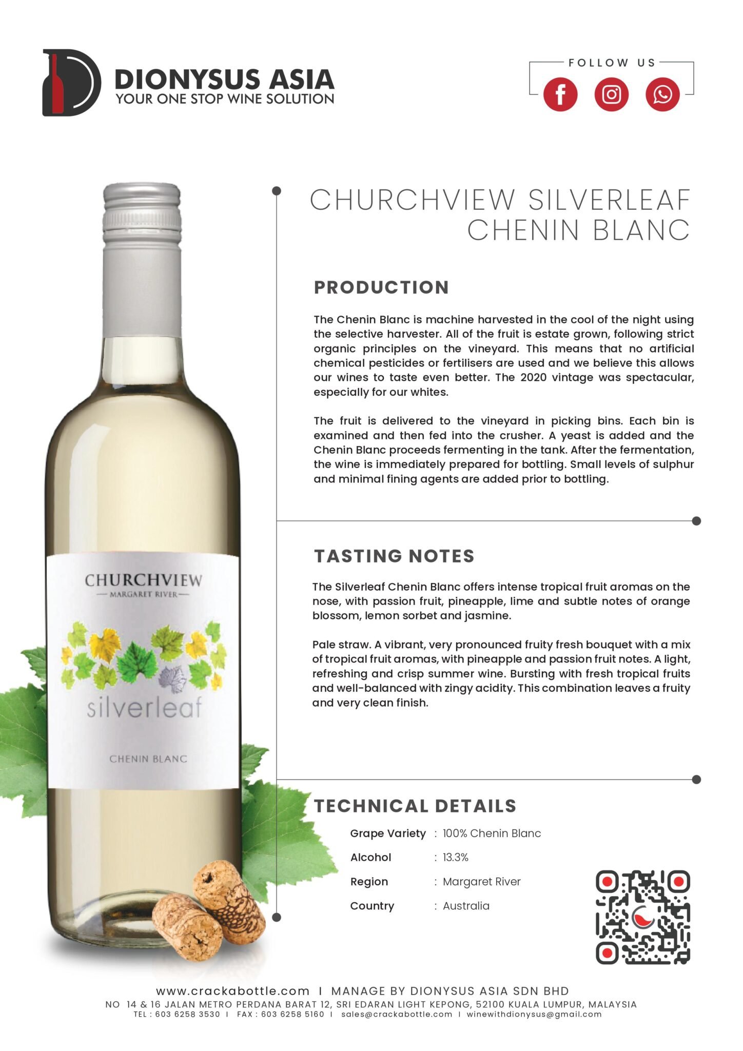 Churchview Silverleaf Chenin Blanc 2021 (white) – Crackabottle