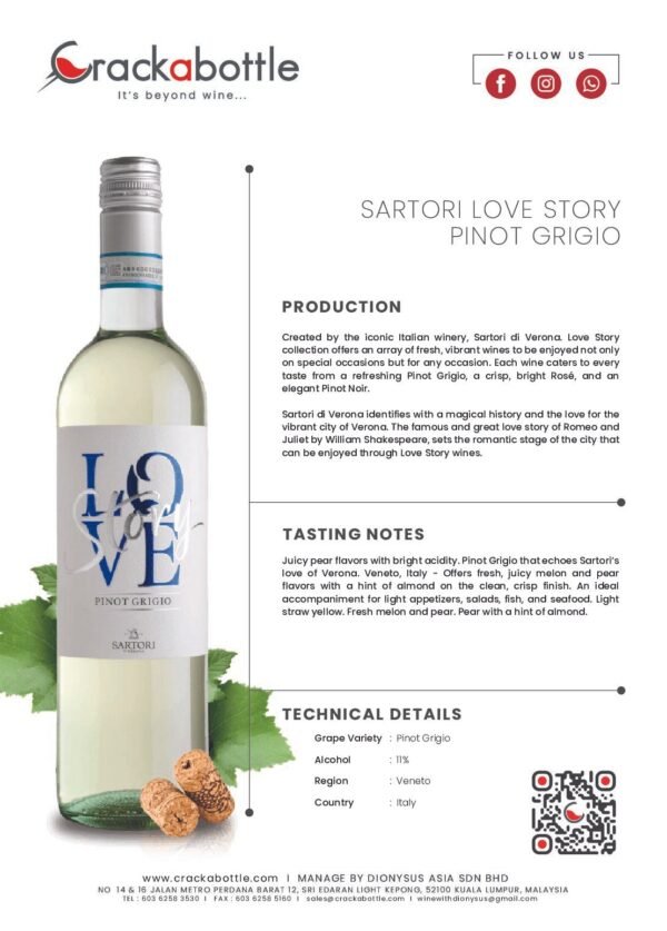 SARTORI LOVE STORY PINOT GRIGIO 2022